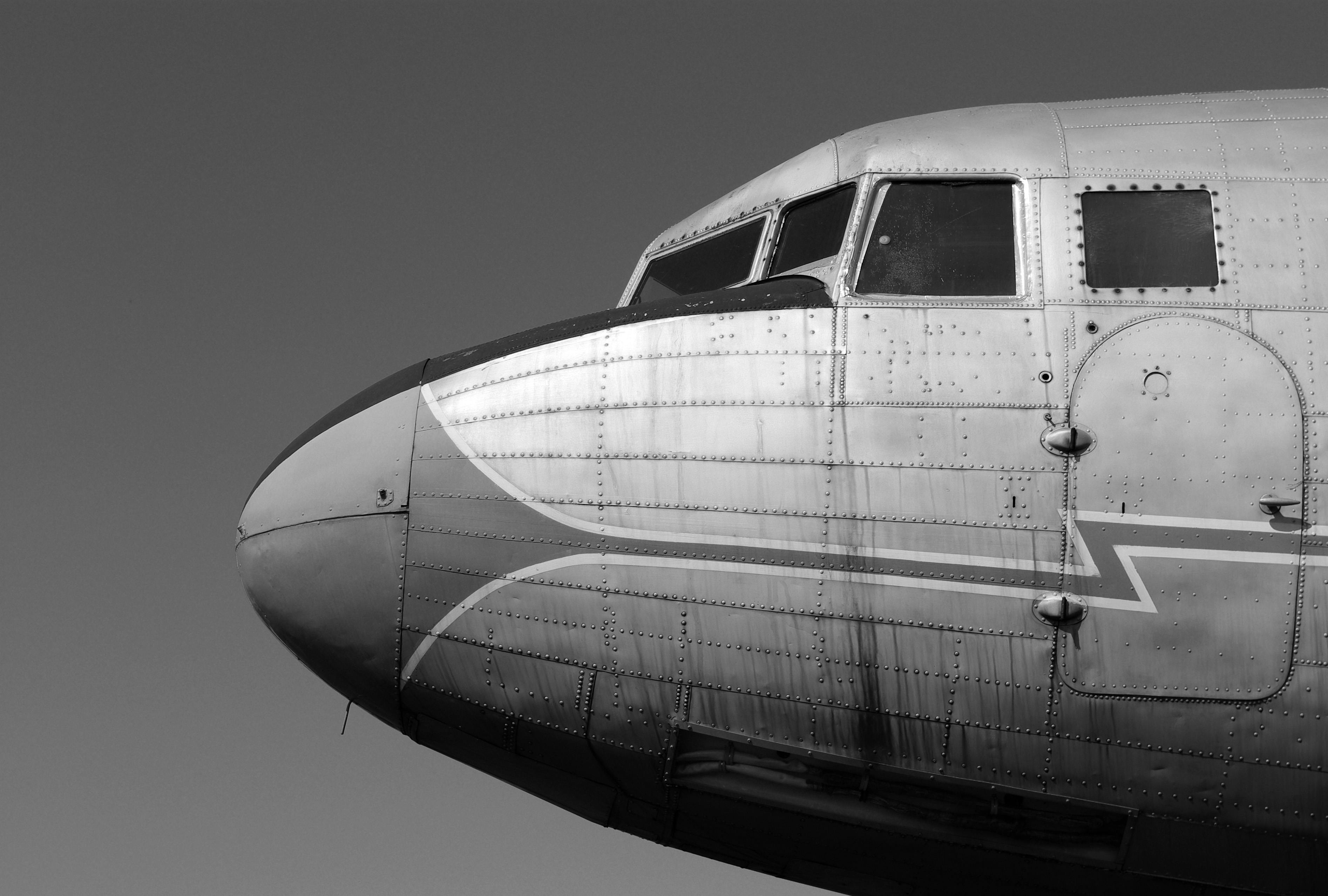 Free stock photo of airplane, black and white, Malev