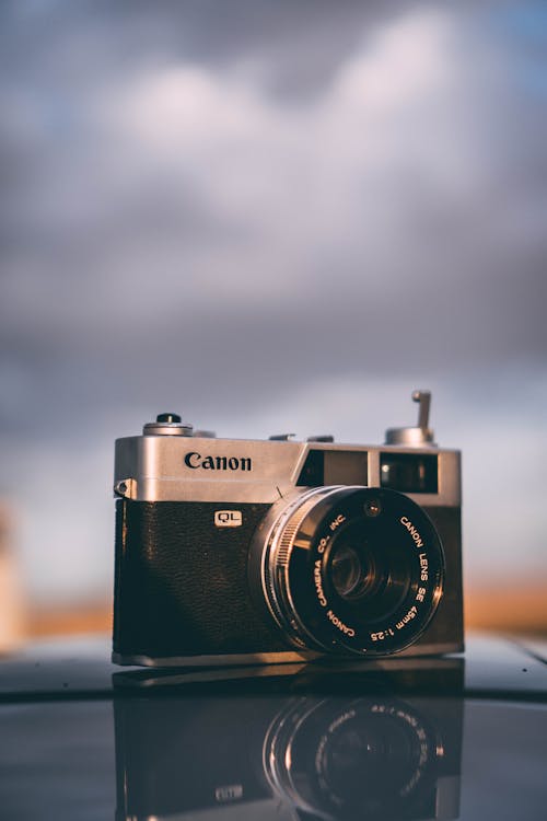 Close-Up Shot of a Black Analog Camera