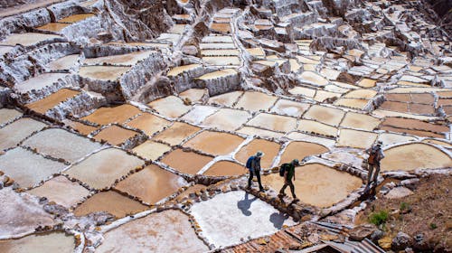 People in the Salt Mines in Cusco Peru