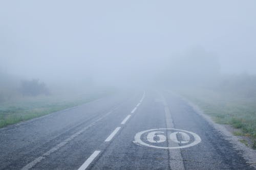 Thick Fog Covering the Mountain Road 