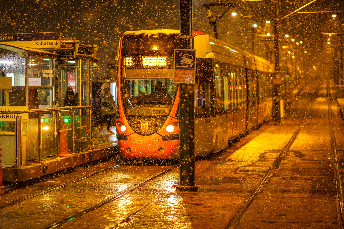 Imagine de stoc gratuită din iarnă, linii de tramvai, ninge