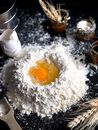 Egg on White Powder on Silver Foil