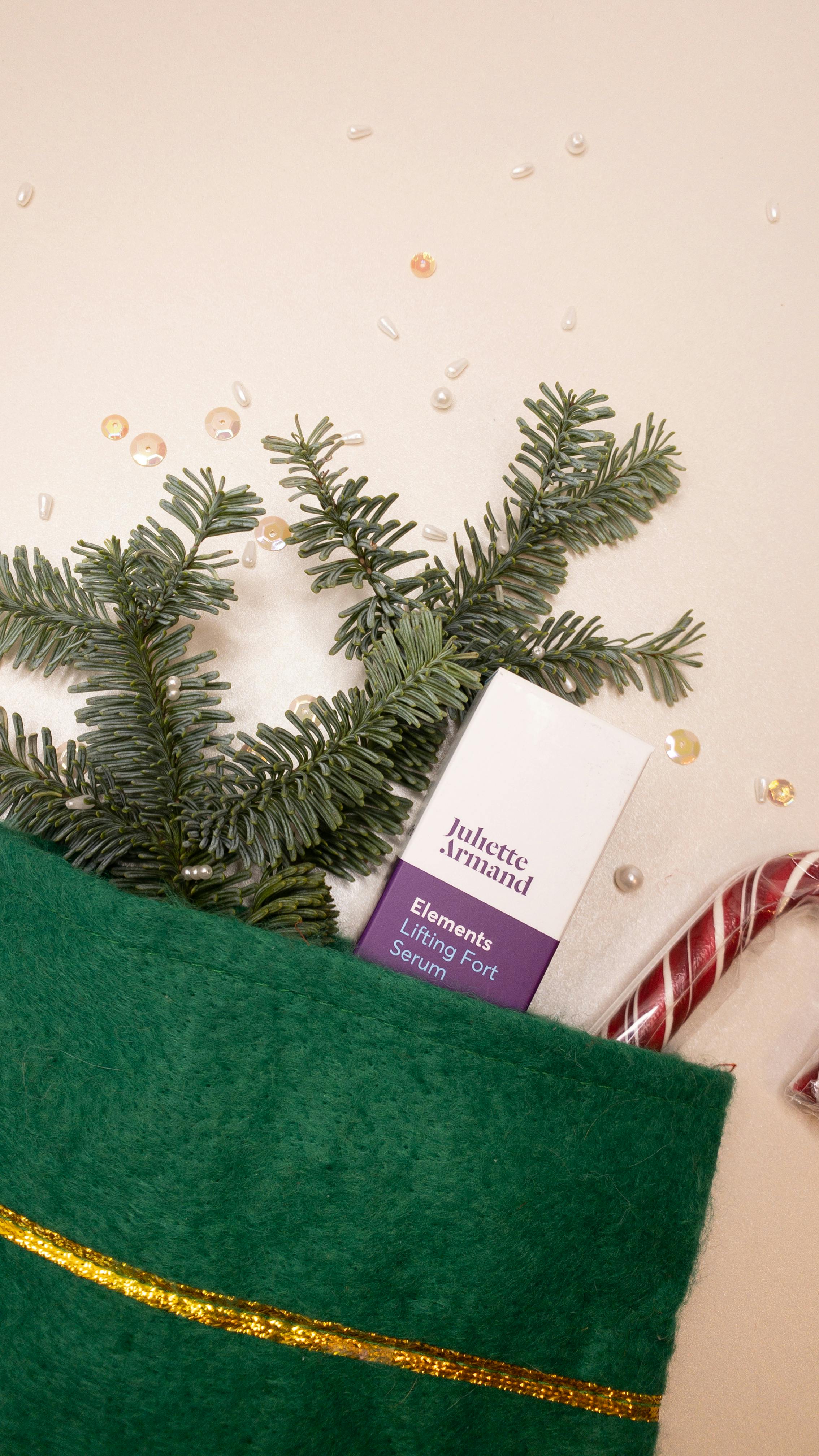 christmas decorations on white table