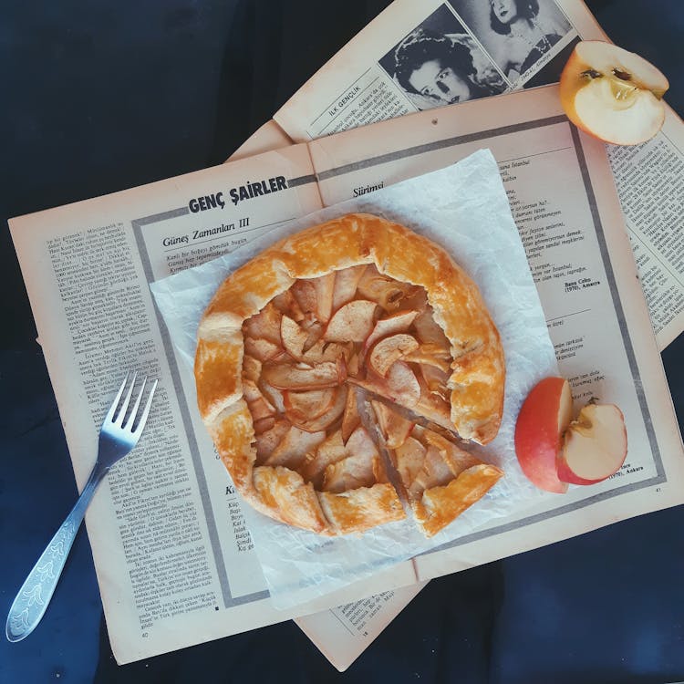 Apple Cake On Newspaper