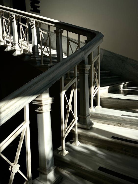 Concrete Staircase with Metal Handrails