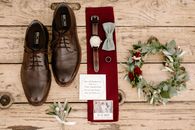 Pair of Brown Leather Shoes Beside Red and White Box