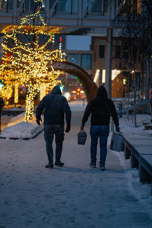クリスマスシーズン, クリスマスの灯り, ショッピングバッグの無料の写真素材