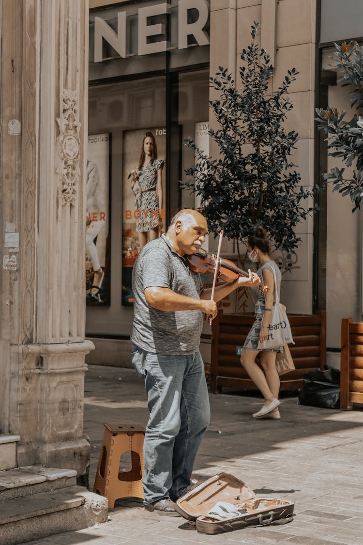Man Playing Violin On Street