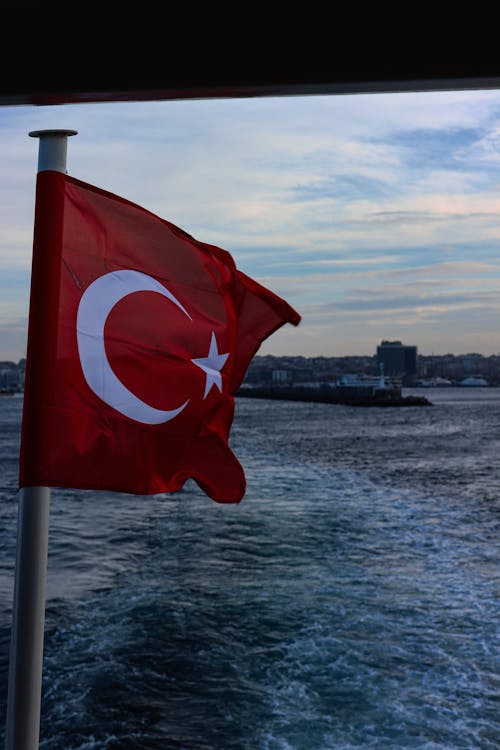 Turkish Flag over Sea