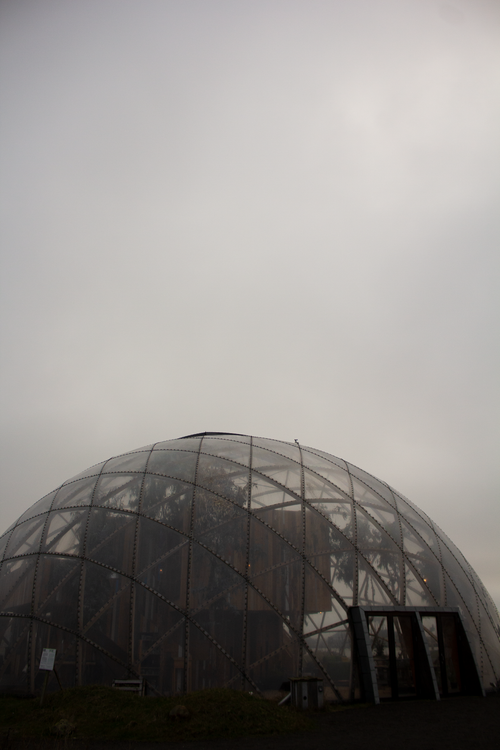 Free A contemporary glass geodesic dome set against an overcast sky in Aarhus, Denmark. Stock Photo