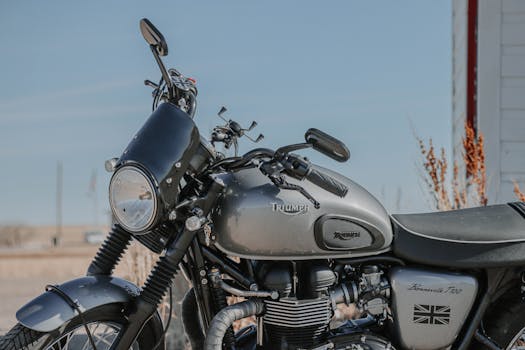 Stunning close-up of a Triumph Bonneville T100 motorcycle captured outdoors.