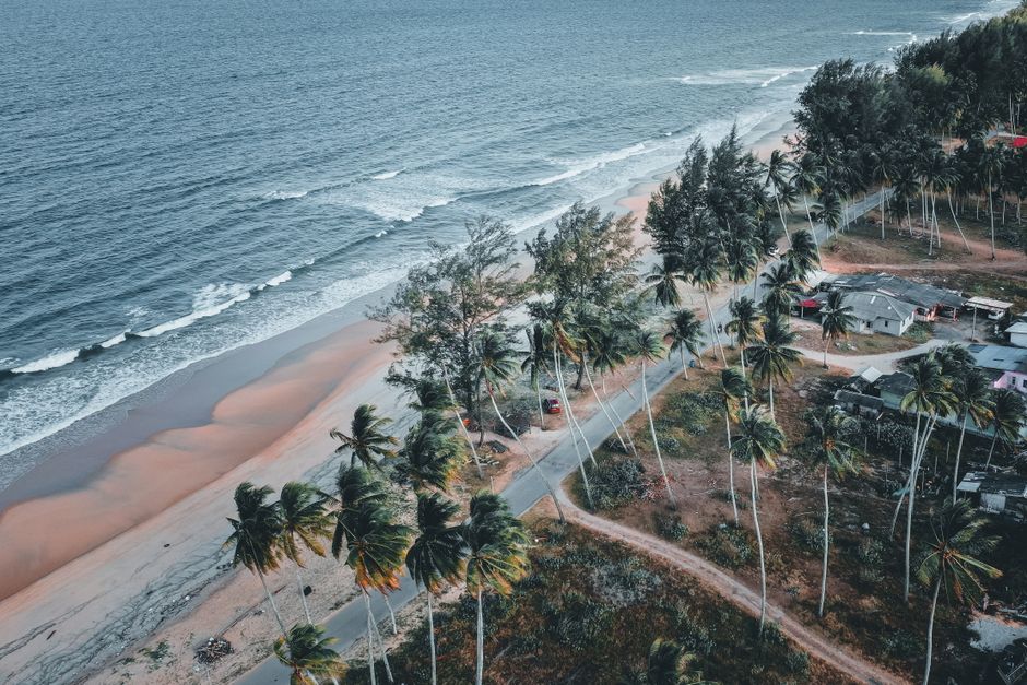 Stormy beach on Malaysia's East Coast during monsoon season