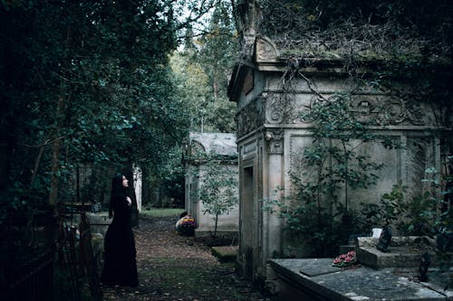 咖啡色頭髮的女人, 墓園, 墳墓 的 免费素材图片