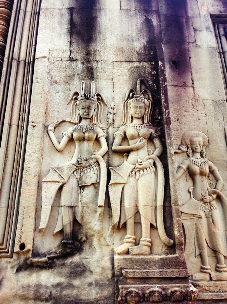 Sculptures Of Goddesses On Wall