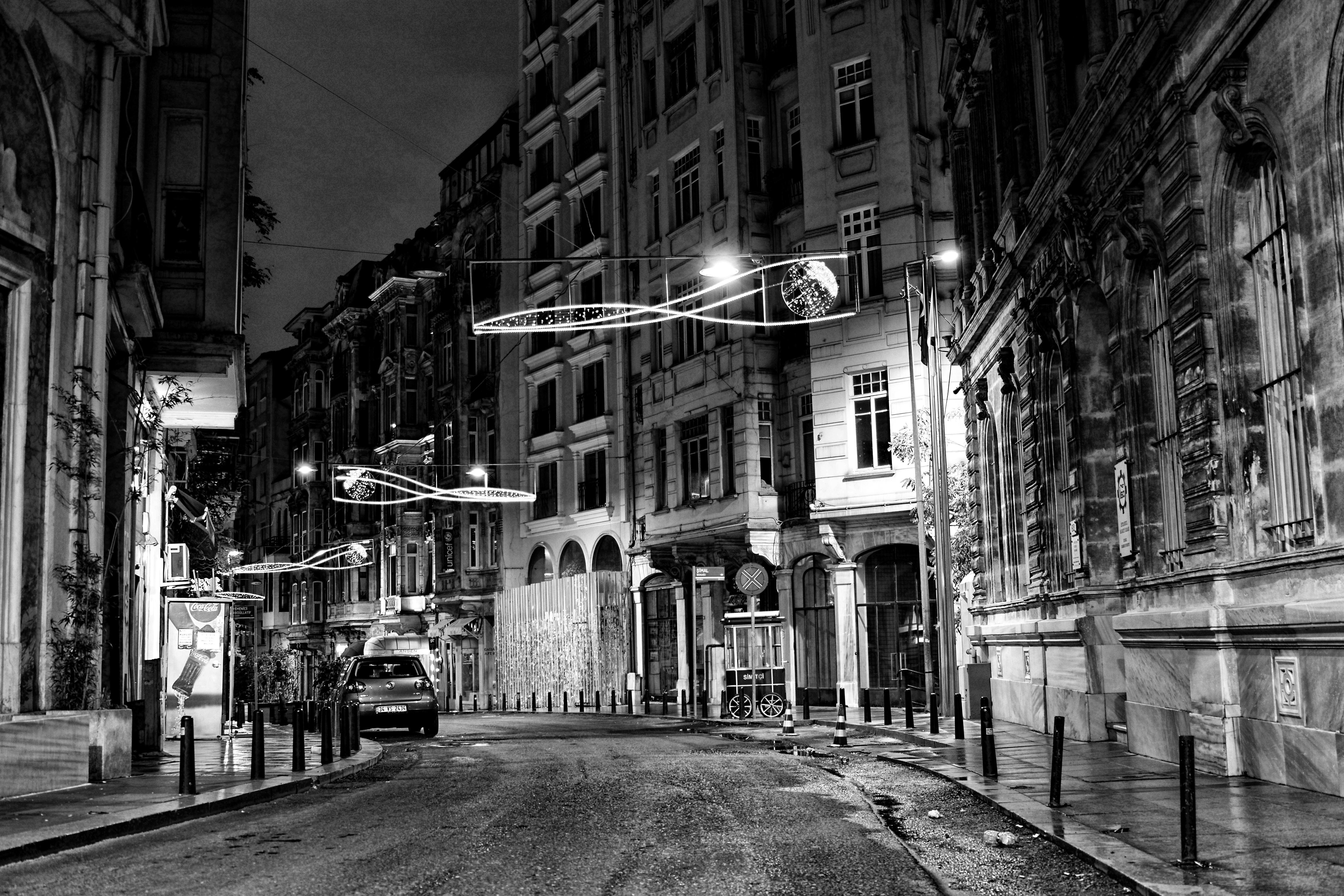 Free stock photo of #street #urban #city #black&white #night #istanbul