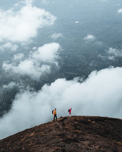 People on Mountain over Forest