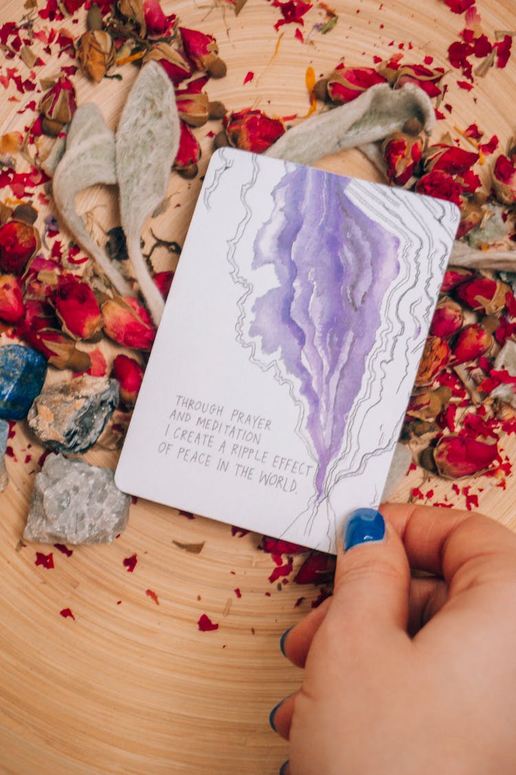 Woman Hand Holding Card With Prayer