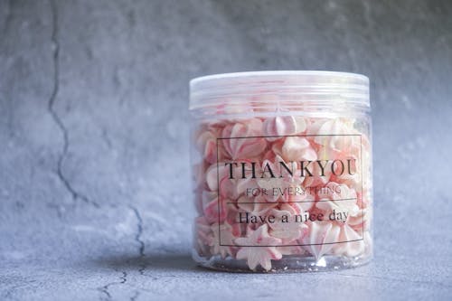 Sugar Treats Filled Plastic Jar With Thank You Print