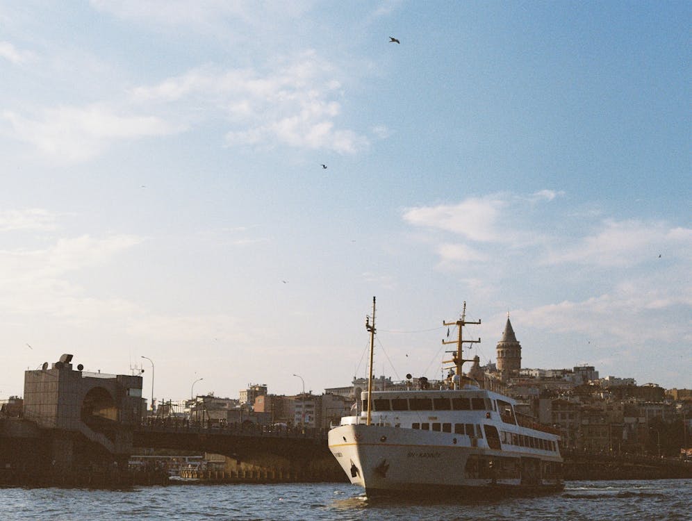 Cruise Ship at Sea and Istanbul Waterfront 
