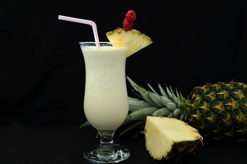 Close-Up Shot of a Glass of Pina Colada 