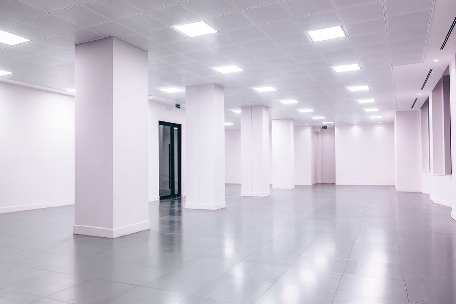 A clean, open concept office space with no clutter