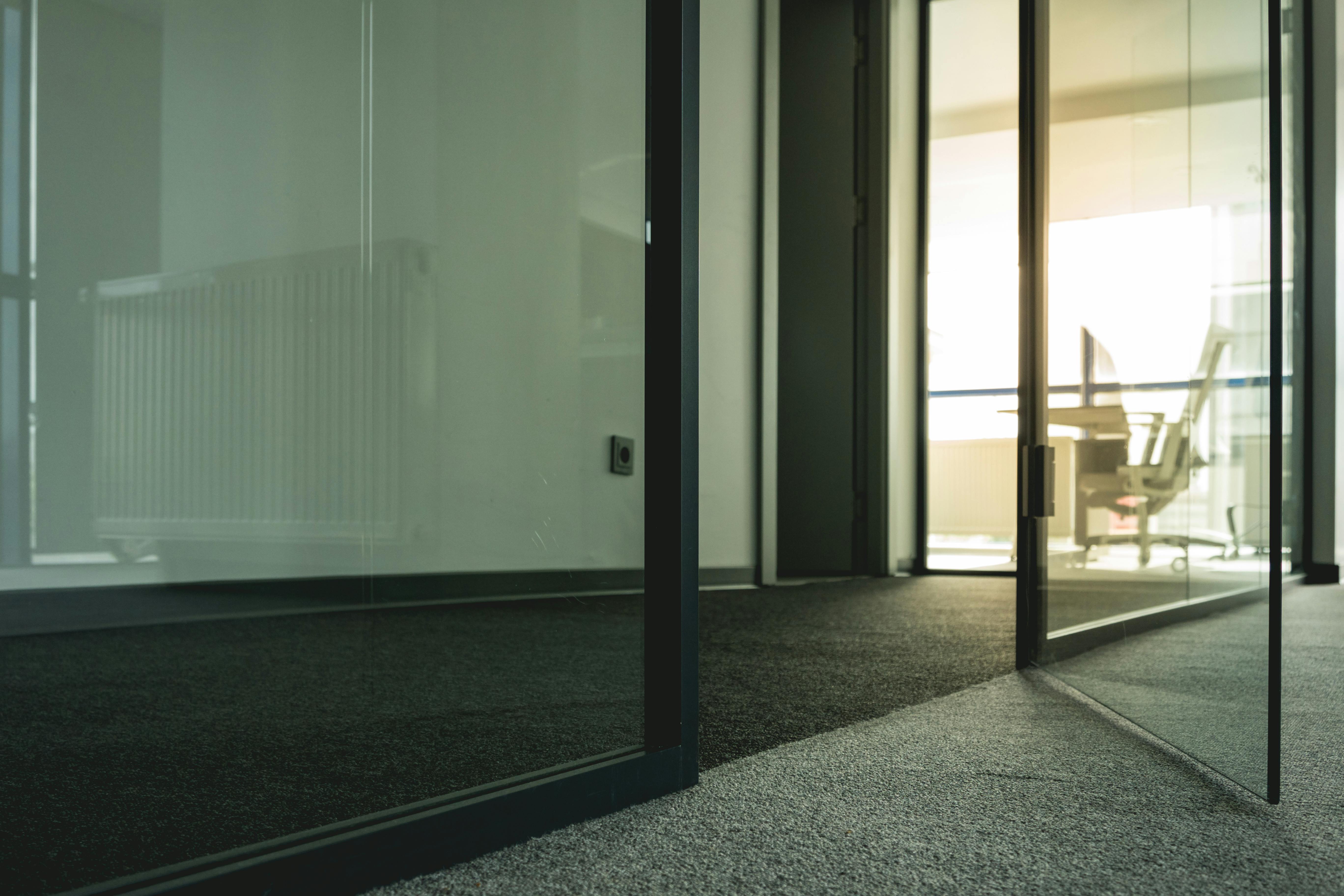 black metal framed glass door