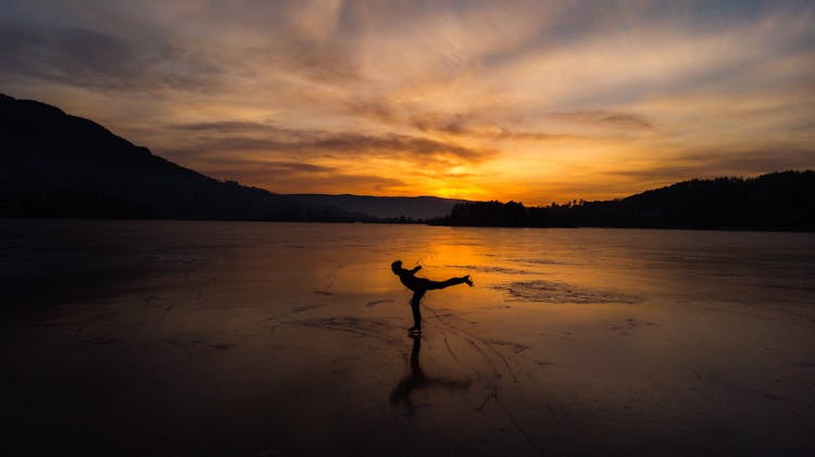 Figure Skating On Frozen Lake