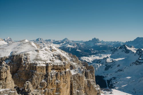 Snow Covered Mountains Under Blue Sky