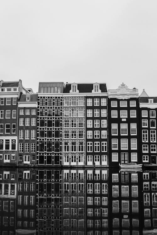 Free Canal Houses in Amsterdam Stock Photo