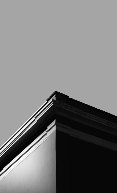 Monochrome Photo of an Edge of a Building