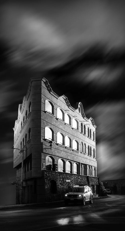 Free Grayscale Photo of Concrete Building Stock Photo