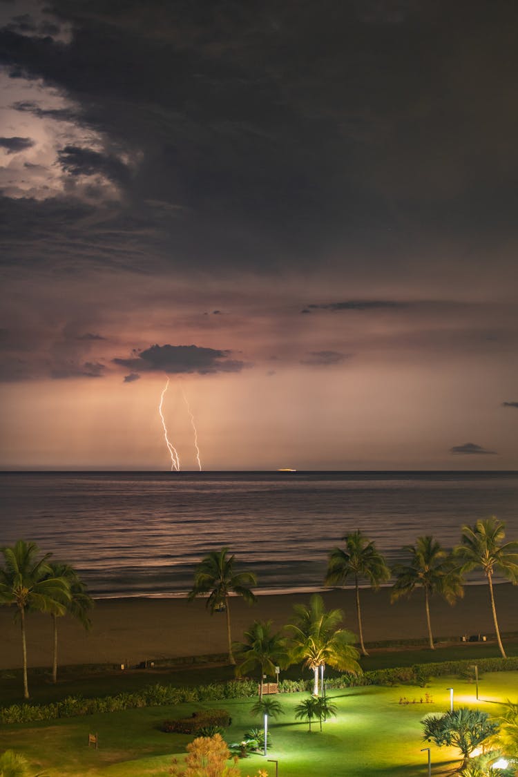 Thunderstorm In Sky At Beach