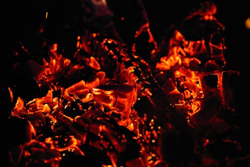 Free Burning Firewood in Close Up Photography Stock Photo