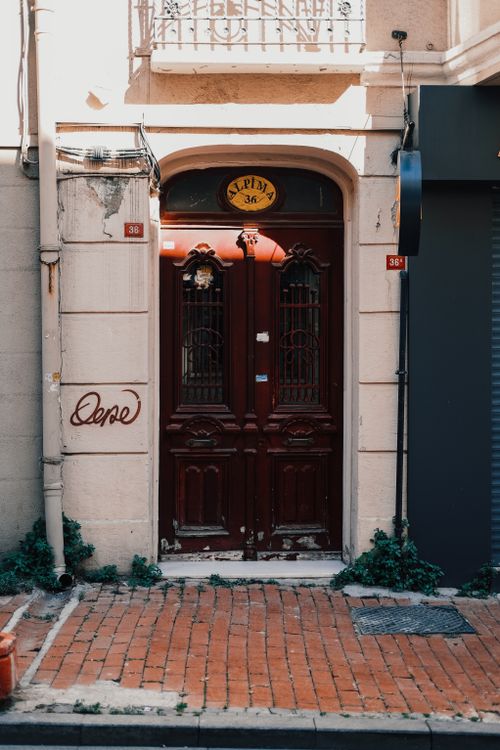 Free Elegant wooden doors with vintage architecture on an Istanbul street. Stock Photo