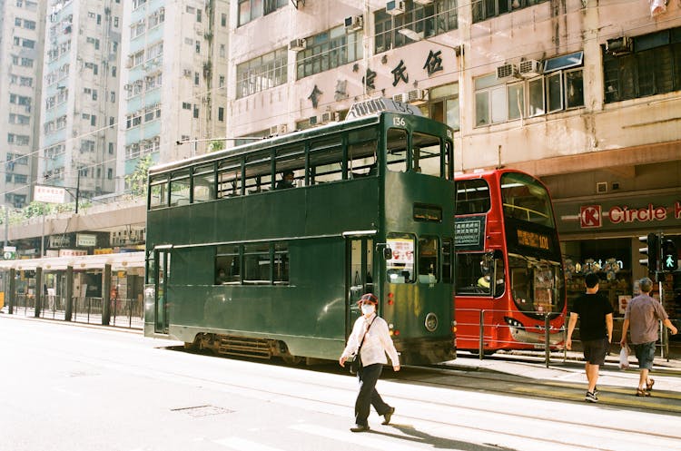 Two Storey Public Transport On City Street