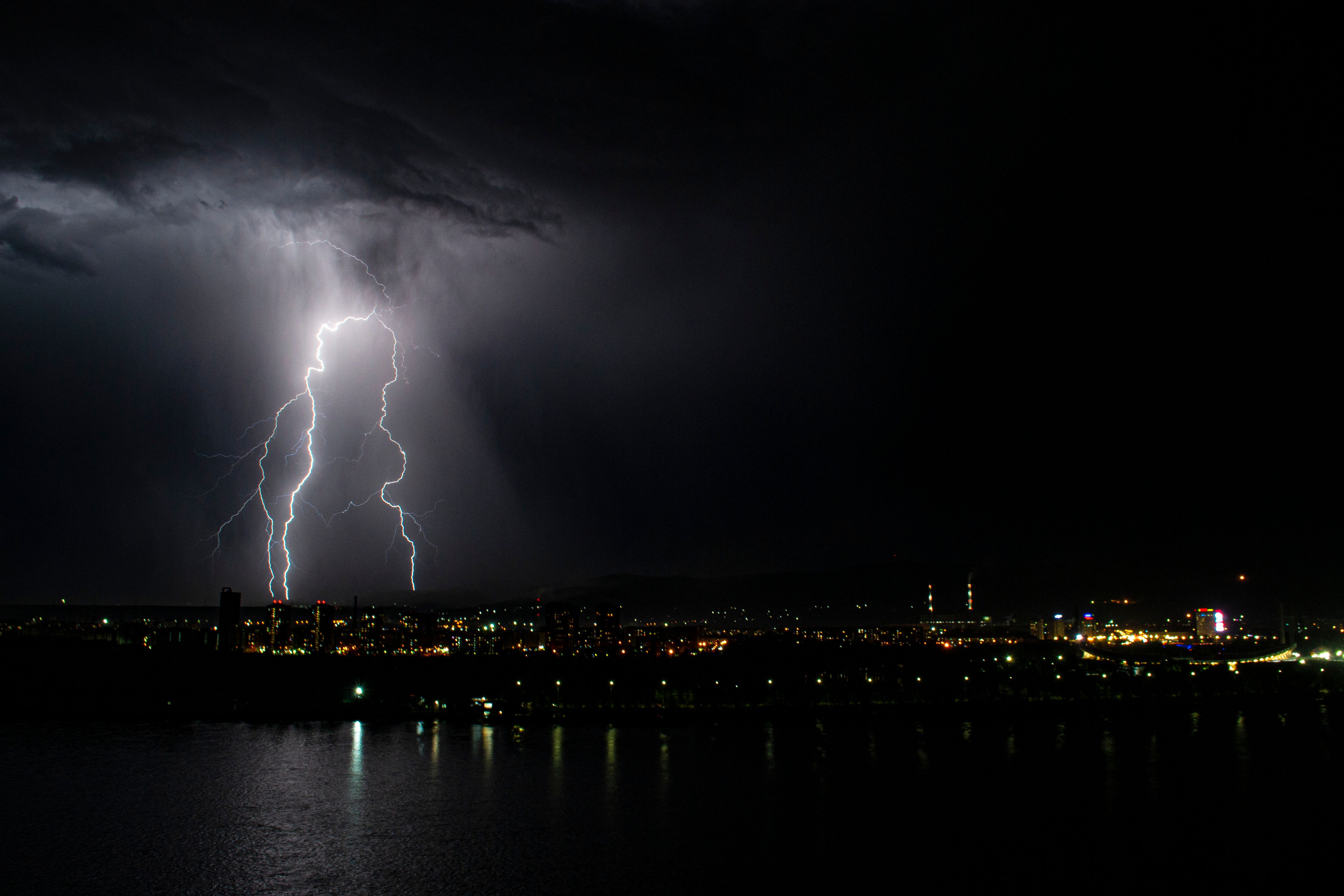 A Lightning on a Night Sky · Free Stock Photo