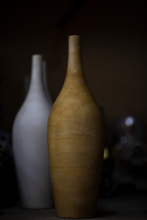 Gold and White Ceramic Vase