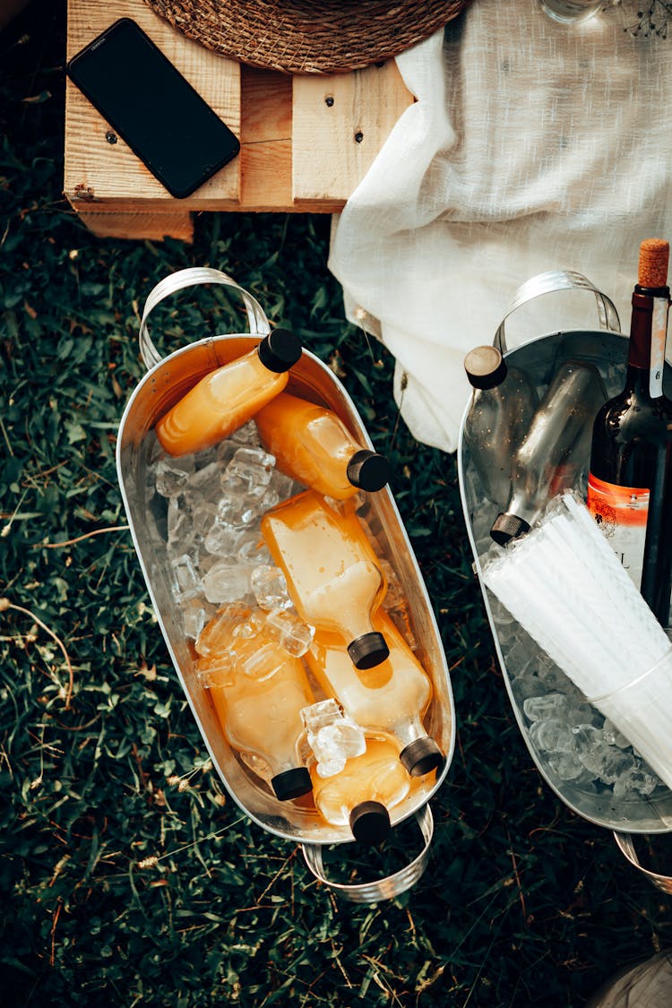 Alcohol In Bucket With Ice