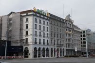 Classic European architecture of luxury boutiques in downtown Geneva, Switzerland.