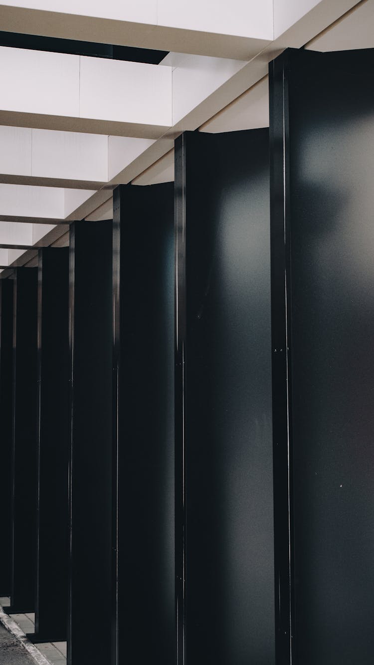 Row Of Open Bathroom Stalls