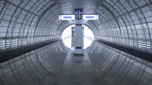 Free Sleek and futuristic design of Tashkent's metro station in Uzbekistan. Stock Photo