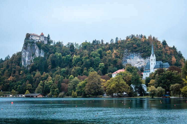 Scenic Lake Bled And Mountains Of Slovenia