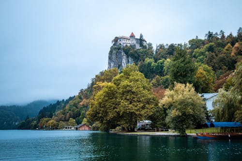 Castle on Top of Cliff by Shore