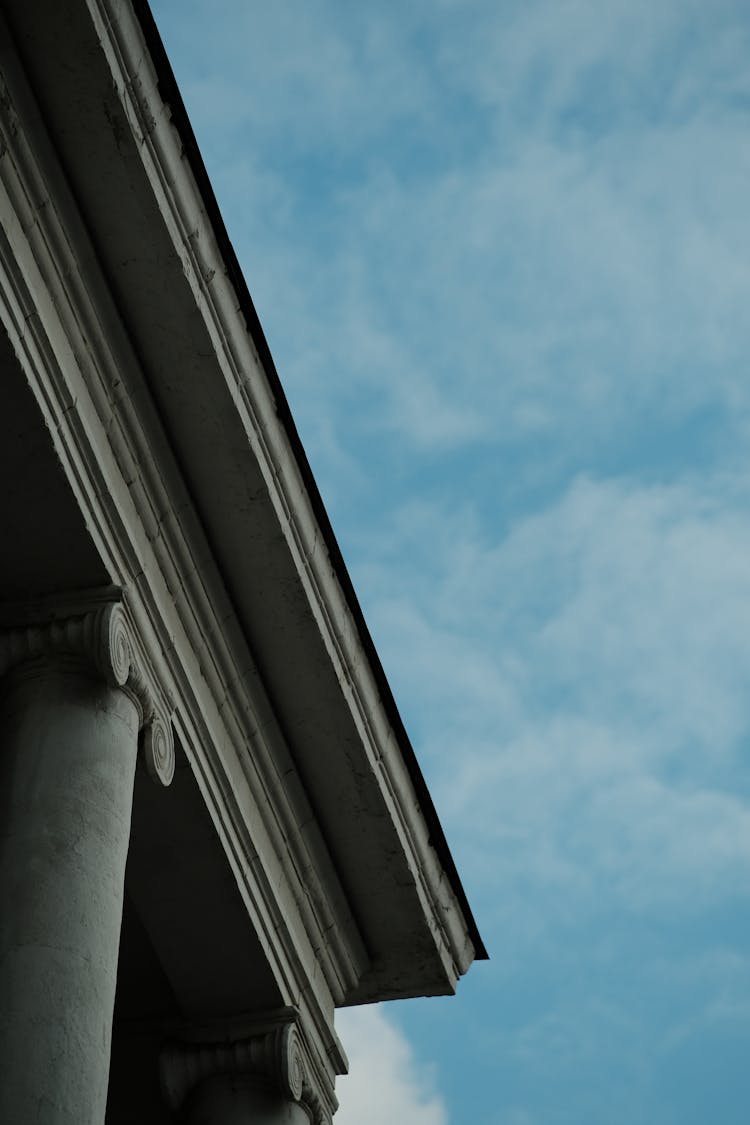 Eaves Of A Building With Concrete Pillars