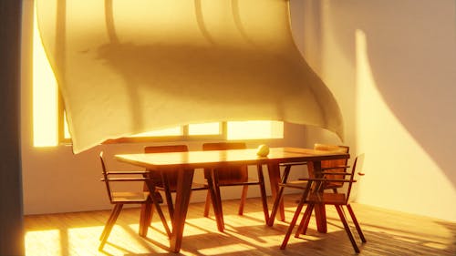 Foto profissional grátis de cadeiras de madeira, chão de madeira, cortina