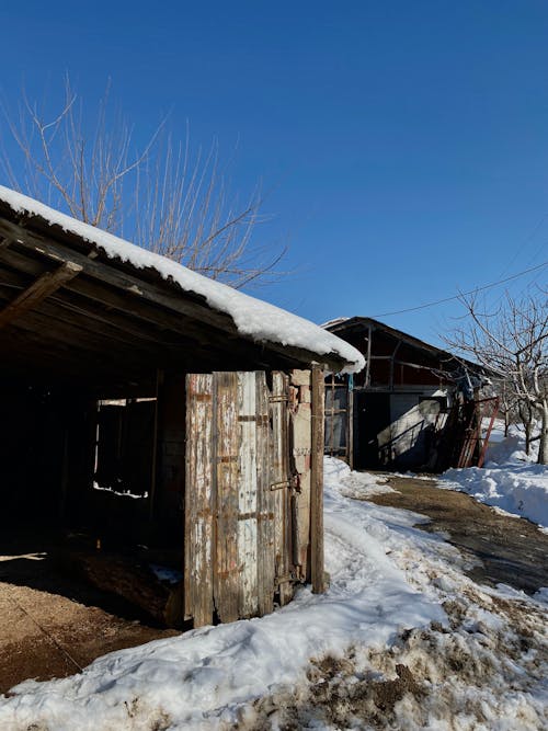 Wooden Sheds in Winter