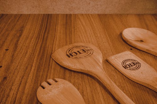 Wooden Ladles on Wooden Surface