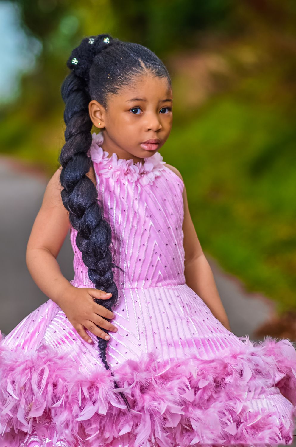 Portrait of a Cute Girl Wearing Pink Dress · Free Stock Photo