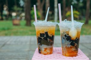 Two iced milk teas with toppings — photo by FOX on Pexels