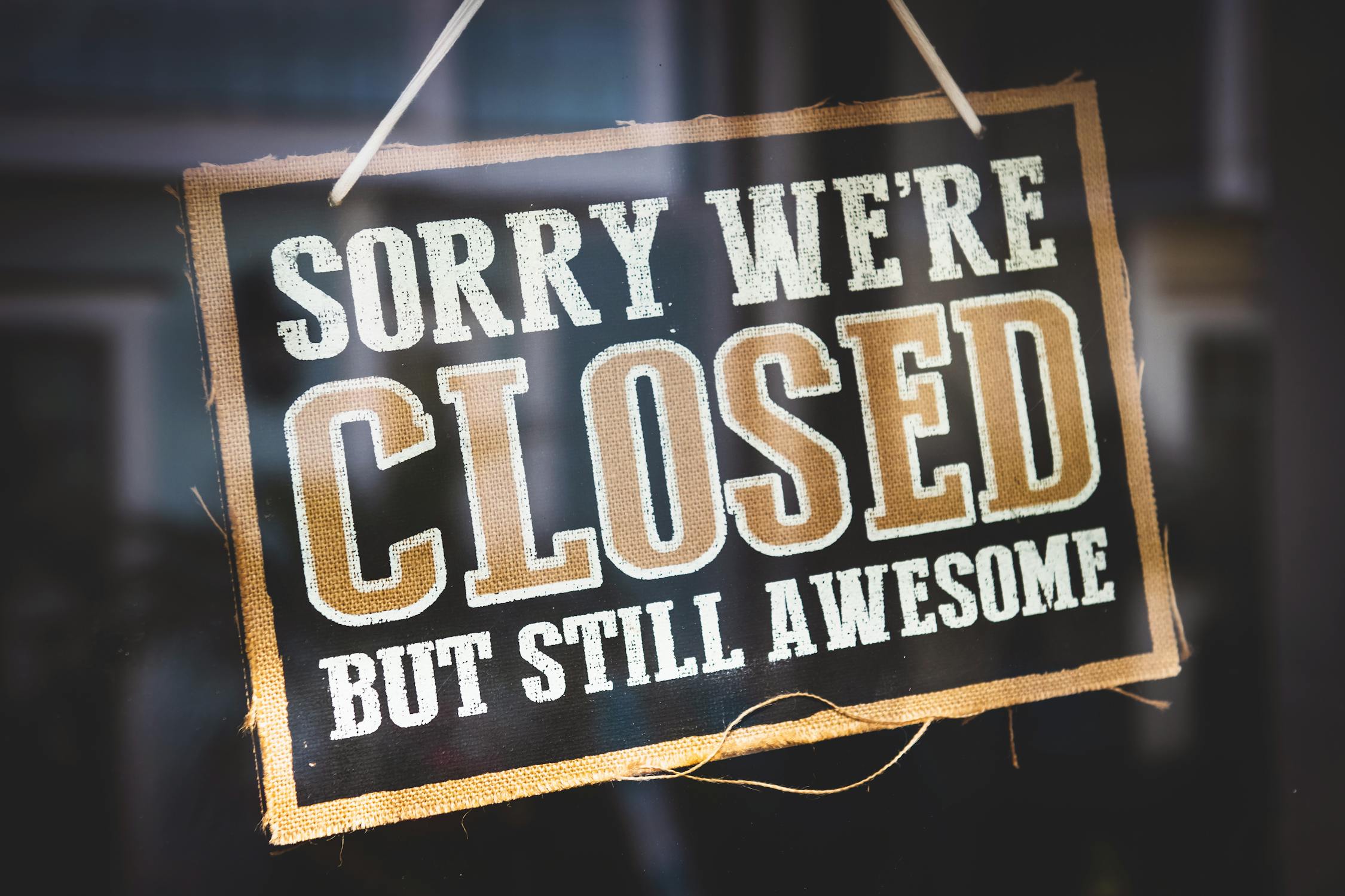 Sorry We're Closed but Still Awesome Tag · Free Stock Photo